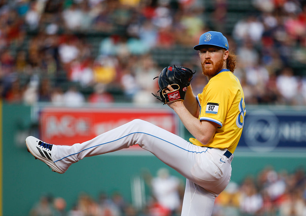 BOSTON, MA - AUGUST 30: Dustin May #85 of the Boston Red Sox pitches against the Pittsburgh Pirates during the first inning at Fenway Park on August 30, 2025 in Boston, Massachusetts. The Pirates won 10-3. (Photo by Richard T Gagnon/Getty Images)