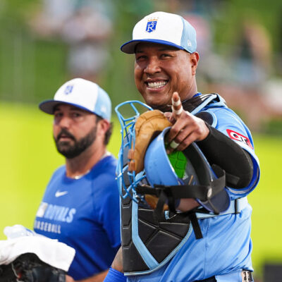 SACRAMENTO, CA - SEPTEMBER 27: Salvador Perez #13 of the Kansas City Royals poses for a photo prior to the game between the Kansas City Royals and the Athletics at Sutter Health Park on Saturday, September 27, 2025 in Sacramento, California. (Photo by Bryan Kennedy/MLB Photos via Getty Images)