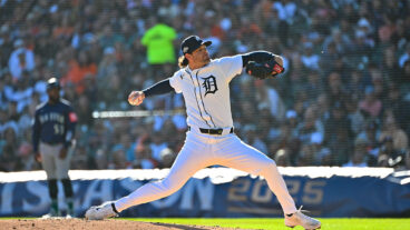 DETROIT, MI - OCTOBER 08: Detroit Tigers pitcher Kyle Finnegan (64) pitches in the fourth inning during Game 4 of the ALDS series between the Detroit Tigers and the Seattle Mariners on Wednesday October 8, 2025 at Comerica Park in Detroit, MI. (Photo by Steven King/Icon Sportswire via Getty Images)