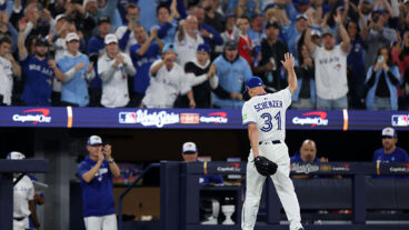 TORONTO, ONTARIO - NOVEMBER 01: Max Scherzer #31 of the Toronto Blue Jays acknowledges the fans as he exits the game during the fifth inning against the Los Angeles Dodgers in game seven of the 2025 World Series at Rogers Center on November 01, 2025 in Toronto, Ontario. (Photo by Emilee Chinn/Getty Images)