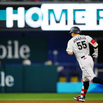 MIAMI, FL - MARCH 21: Munetaka Murakami #55 of Team Japan rounds the bases after hitting a home run in the second inning during the 2023 World Baseball Classic Championship game between Team USA and Team Japan at loanDepot Park on Tuesday, March 21, 2023 in Miami, Florida. (Photo by Daniel Shirey/WBCI/MLB Photos via Getty Images)