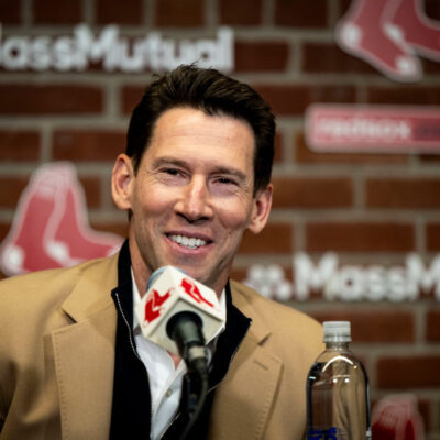 BOSTON, MA - SEPTEMBER 30: Chief Baseball Officer Craig Breslow of the Boston Red Sox addresses the media during an end of season press conference on September 30, 2024 at Fenway Park in Boston, Massachusetts. (Photo by Billie Weiss/Boston Red Sox/Getty Images)