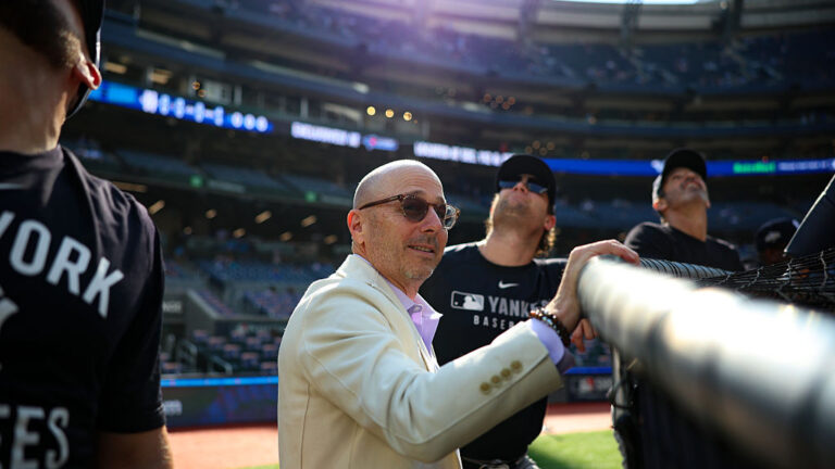 TORONTO, CANADA - OCTOBER 04: General Manager Brian Cashman of the New York Yankees looks on during batting practice before the game against the Toronto Blue Jays at Rogers Centre on October 4, 2025 in Toronto, Canada. (Photo by New York Yankees/Getty Images)