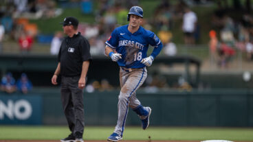 SACRAMENTO, CALIFORNIA - SEPTEMBER 28: Mike Yastrzemski #18 of the Kansas City Royals rounds the bases after hitting a solo home run in the top of the seventh inning against the Athletics at Sutter Health Park on September 28, 2025 in Sacramento, California. (Photo by Justine Willard/Athletics/Getty Images)