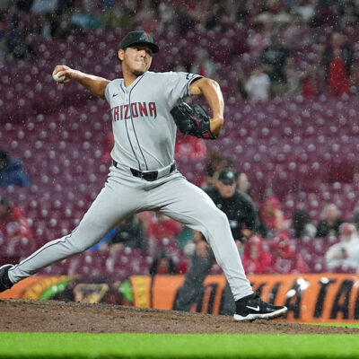 CINCINNATI, OHIO - JUNE 06: Cristian Mena #64 of the Arizona Diamondbacks pitches in the sixth inning against the Cincinnati Reds at Great American Ball Park on June 06, 2025 in Cincinnati, Ohio. (Photo by Jason Mowry/Getty Images)
