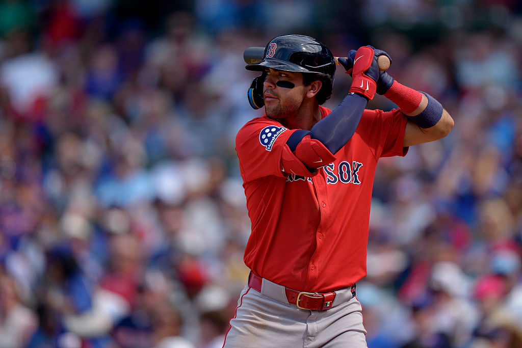 CHICAGO, ILLINOIS - JULY 18: Marcelo Mayer #39 of the Boston Red Sox bats in a game against the Chicago Cubs at Wrigley Field on July 18, 2025 in Chicago, Illinois. (Photo by Matt Dirksen/Getty Images)