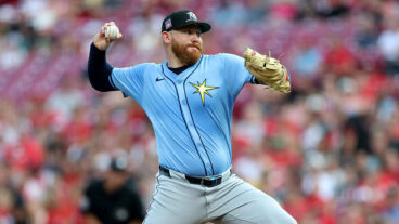 CINCINNATI, OHIO - JULY 25: Zack Littell #52 of the Tampa Bay Rays throws a pitch against the Cincinnati Reds at Great American Ball Park on July 25, 2025 in Cincinnati, Ohio. (Photo by Andy Lyons/Getty Images)