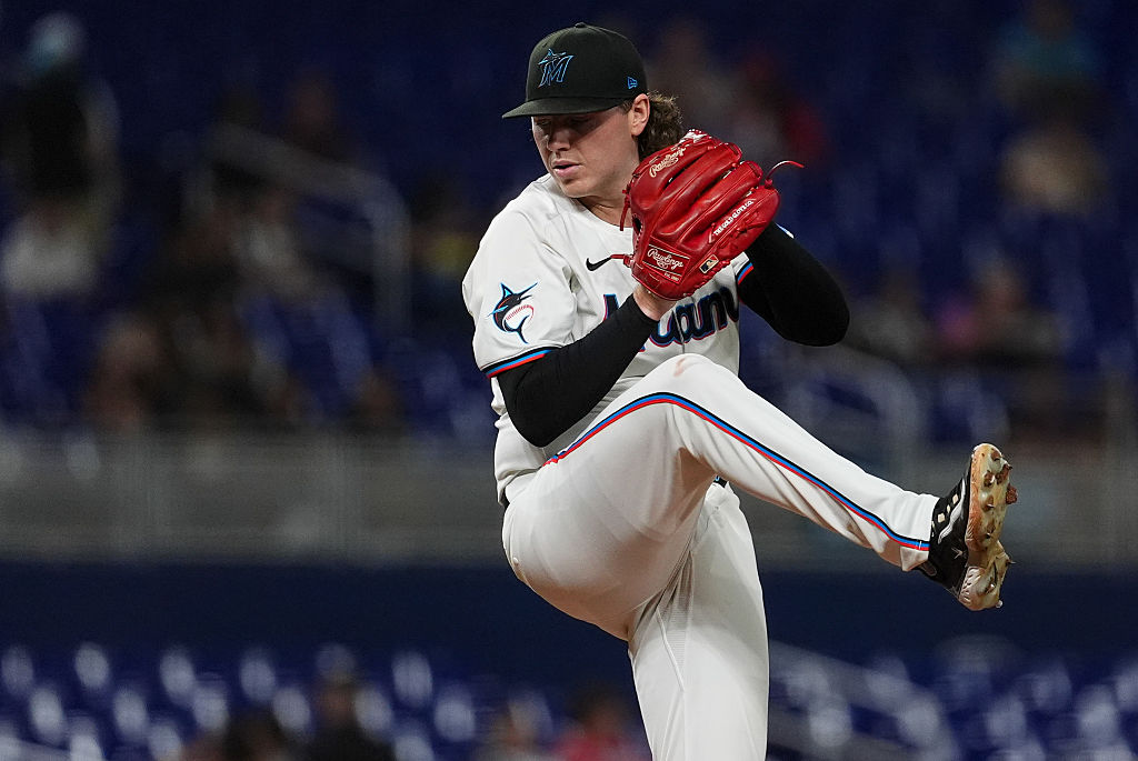 MIAMI, FLORIDA - SEPTEMBER 11: Ryan Weathers #35 of the Miami Marlins delivers a pitch in the game against the Washington Nationals at loanDepot park on September 11, 2025 in Miami, Florida. (Photo by Jasen Vinlove/Miami Marlins/Getty Images)