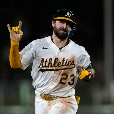 SACRAMENTO, CALIFORNIA - SEPTEMBER 24: Shea Langeliers #23 of the Athletics rounds the bases on a solo home run against the Houston Astros in the bottom of the seventh inning at Sutter Health Park on September 24, 2025 in Sacramento, California. (Photo by Thearon W. Henderson/Getty Images)