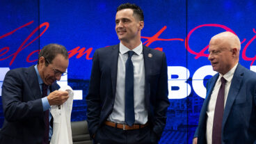 The Washington Nationals formally introduce their new Washington Nationals President of Baseball Operations, Paul Toboni at Nationals Park in Washington, DC on October 01, 2025. FROM LEFT TO RIGHT, Robert Tanenbaum, Paul Toboni and Mark Lerner.