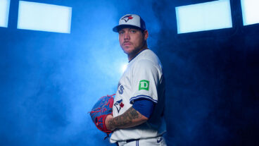 TORONTO, ON - OCTOBER 23: Yariel Rodríguez #29 of the Toronto Blue Jays poses for a photo during the 2025 World Series photoshoot at the Rogers Centre on Thursday, October 23, 2025 in Toronto, Ontario, Canada. (Photo by Daniel Shirey/MLB Photos via Getty Images)