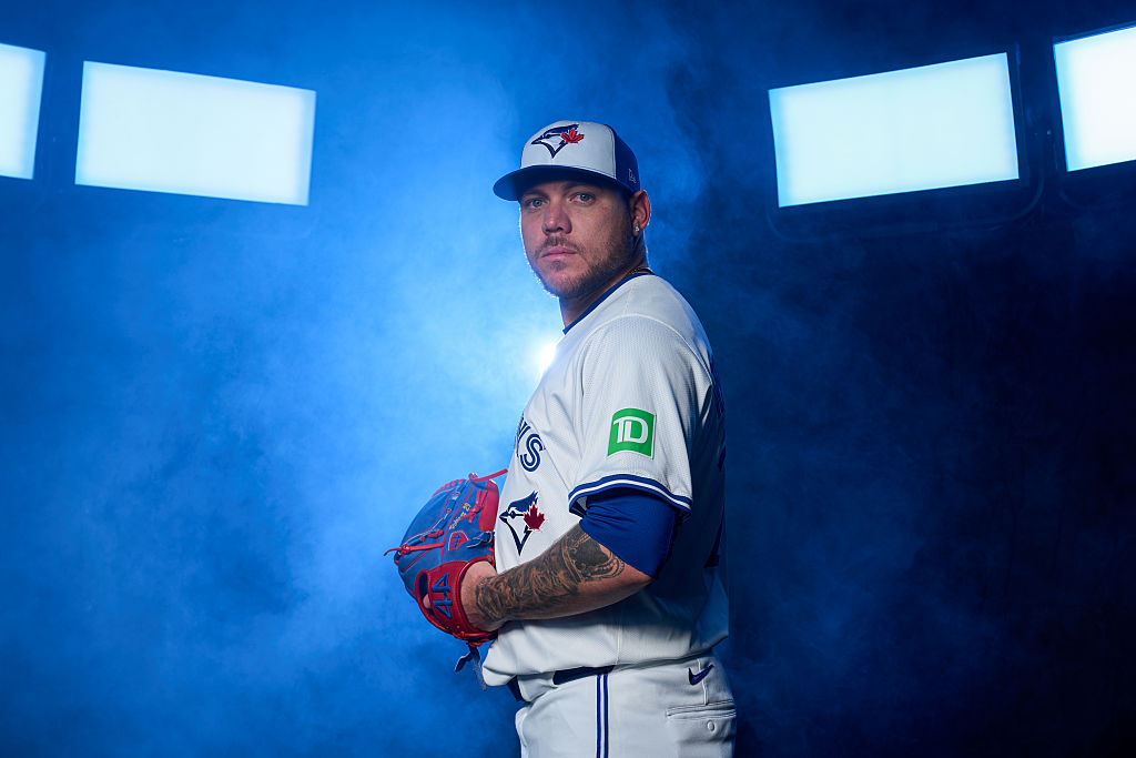 TORONTO, ON - OCTOBER 23: Yariel Rodríguez #29 of the Toronto Blue Jays poses for a photo during the 2025 World Series photoshoot at the Rogers Centre on Thursday, October 23, 2025 in Toronto, Ontario, Canada. (Photo by Daniel Shirey/MLB Photos via Getty Images)