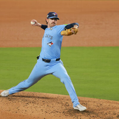 LOS ANGELES, CA - OCTOBER 28: Shane Bieber #57 of the Toronto Blue Jays pitches during Game Four of the 2025 World Series presented by Capital One between the Toronto Blue Jays and the Los Angeles Dodgers at Dodger Stadium on Tuesday, October 28, 2025 in Los Angeles, California. (Photo by Nicole Vasquez/MLB Photos via Getty Images)