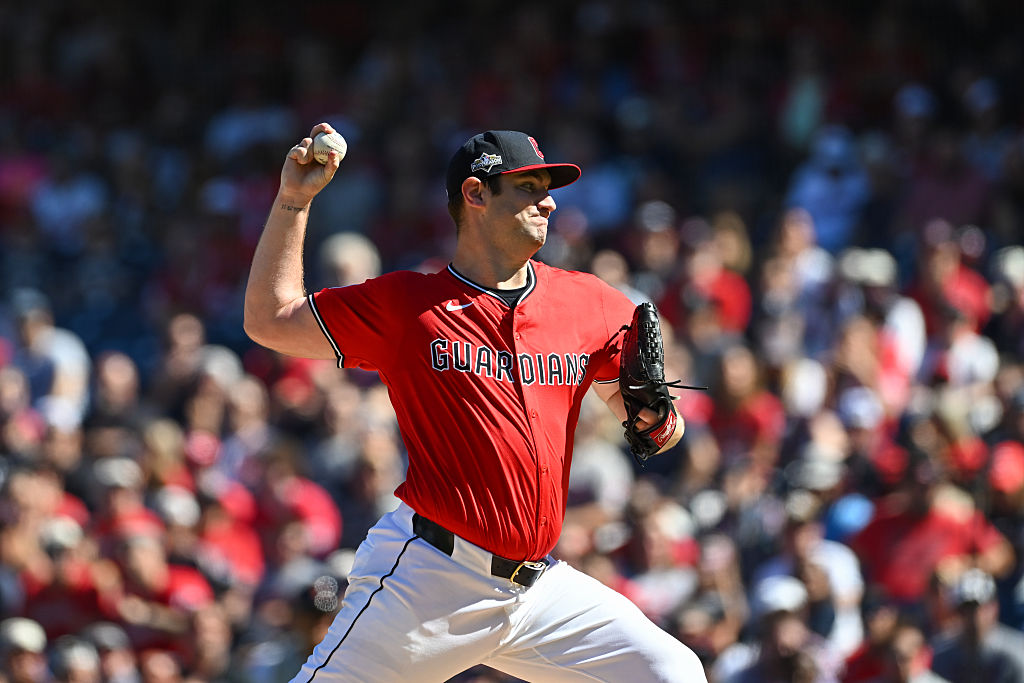 CLEVELAND, OHIO - SEPTEMBER 30: Gavin Williams #32 of the Cleveland Guardians throws a pitch during the first inning in Game One of the American League Wildcard Series against the Detroit Tigers at Progressive Field on September 30, 2025 in Cleveland, Ohio. (Photo by Nick Cammett/Diamond Images via Getty Images)