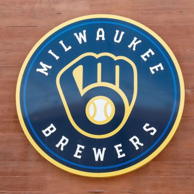 MARYVALE, AZ - MARCH 18: The Milwaukee Brewers logo during the MLB spring training baseball game between the Los Angeles Angels and the Milwaukee Brewers on March 18, 2024 at American Family Fields in Maryvale, Arizona. (Photo by Kevin Abele/Icon Sportswire via Getty Images)