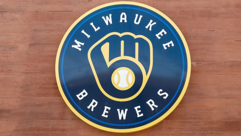 MARYVALE, AZ - MARCH 18: The Milwaukee Brewers logo during the MLB spring training baseball game between the Los Angeles Angels and the Milwaukee Brewers on March 18, 2024 at American Family Fields in Maryvale, Arizona. (Photo by Kevin Abele/Icon Sportswire via Getty Images)