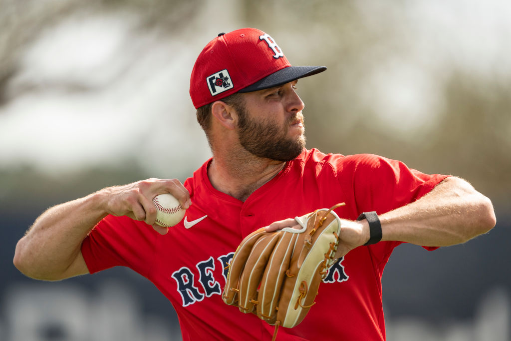 FORT MYERS, FLORIDA - FEBRUARY 13: Kutter Crawford #50 of the Boston Red Sox throws during a Spring Training workout at JetBlue Park at Fenway South in Fort Myers, Florida on February 13, 2025. (Photo by Maddie Malhotra/Boston Red Sox/Getty Images)