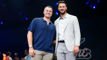 ATLANTA, GA - JULY 14: Tarik Skubal #29 of the Detroit Tigers and Paul Skenes #30 of the Pittsburgh Pirates pose for a photo during the All-Star Press Conference at Coca-Cola Roxy on Monday, July 14, 2025 in Atlanta, Georgia. (Photo by Daniel Shirey/MLB Photos via Getty Images)