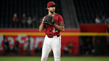 PHOENIX, ARIZONA - SEPTEMBER 03: Zac Gallen #23 of the Arizona Diamondbacks delivers a pitch against the Texas Rangers at Chase Field on September 03, 2025 in Phoenix, Arizona. (Photo by Norm Hall/Getty Images)