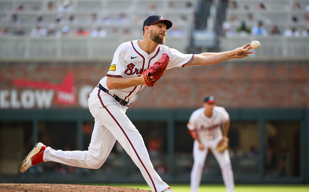ATLANTA, GEORGIA - SEPTEMBER 28: Chris Sale #51 of the Atlanta Braves pitches in the sixth inning of a game against the Pittsburgh Pirates at Truist Park on September 28, 2025 in Atlanta, Georgia. (Photo by Edward M. Pio Roda/Getty Images)