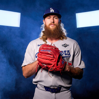TORONTO, ON - OCTOBER 23: Michael Kopech #45 of the Los Angeles Dodgers poses for a photo during the 2025 World Series photoshoot at the Rogers Centre on Thursday, October 23, 2025 in Toronto, Ontario, Canada. (Photo by Mary DeCicco/MLB Photos via Getty Images)