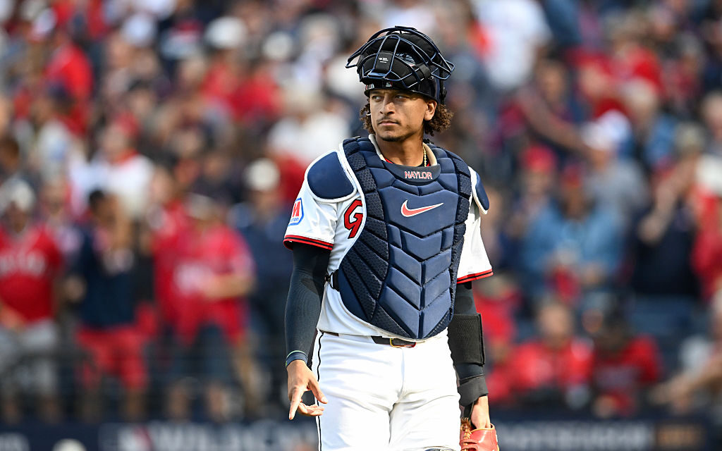 CLEVELAND, OHIO - OCTOBER 02: Bo Naylor #23 of the Cleveland Guardians walks off the field during the third inning in Game Three of the American League Wildcard Series against the Detroit Tigers at Progressive Field on October 02, 2025 in Cleveland, Ohio. (Photo by Nick Cammett/Diamond Images via Getty Images)