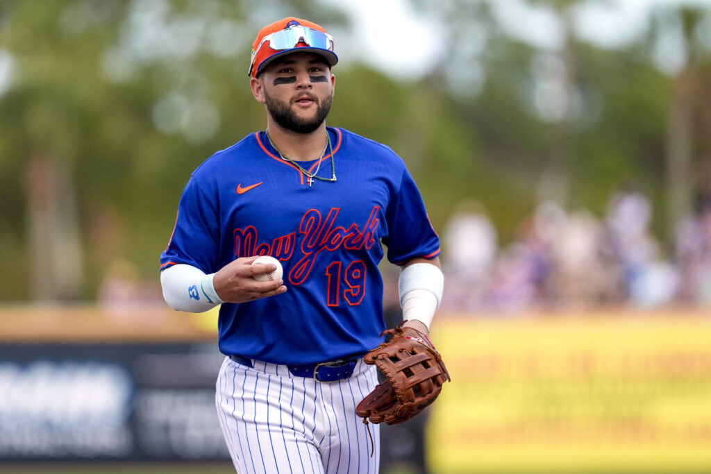 PORT ST. LUCIE, FLORIDA - FEBRUARY 21: Bo Bichette #19 of the New York Mets during the spring training game against the Miami Marlins at Clover Park on February 21, 2026 in Port St. Lucie, Florida.(Photo by Jasen Vinlove/Miami Marlins/Getty Images)