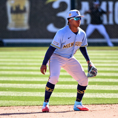 GLENDALE, ARIZONA - FEBRUARY 22, 2026: Jesús Made #86 of the Milwaukee Brewers in the field during the fifth inning of a spring training game against the Chicago White Sox at Camelback Ranch on February 22, 2026 in Glendale, Arizona. (Photo by David Durochik/Diamond Images via Getty Images)