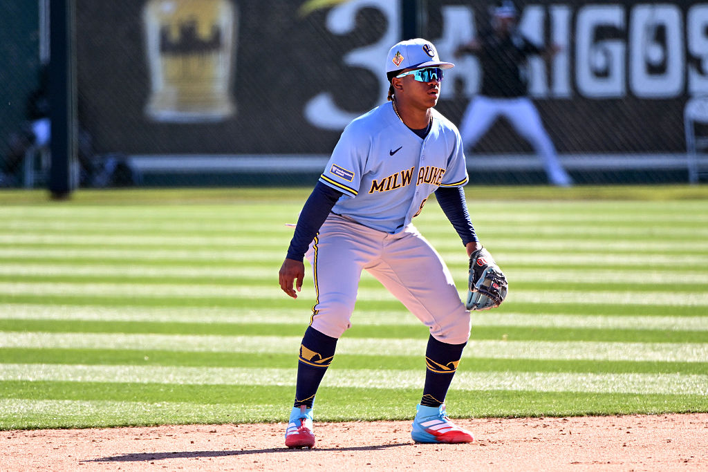GLENDALE, ARIZONA - FEBRUARY 22, 2026: Jesús Made #86 of the Milwaukee Brewers in the field during the fifth inning of a spring training game against the Chicago White Sox at Camelback Ranch on February 22, 2026 in Glendale, Arizona. (Photo by David Durochik/Diamond Images via Getty Images)