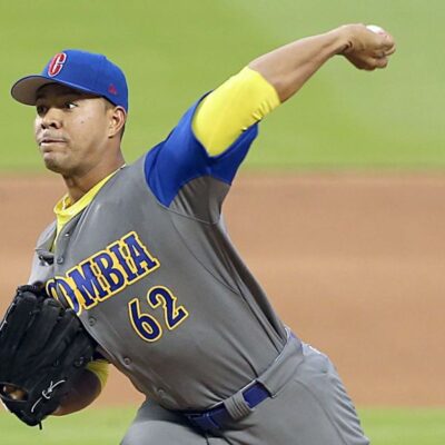 Colombia's Jose Quintana pitches in the first inning against the United States in the World Baseball Classic's opening round pool C at Marlins Park in Miami on Friday, March 10, 2017. (Pedro Portal/El Nuevo Herald/Tribune News Service via Getty Images)