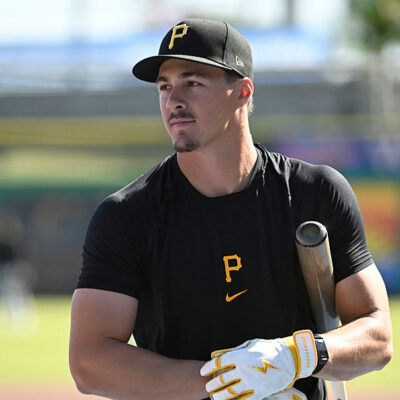CLEARWATER, FLORIDA - MARCH 14, 2025: Konnor Griffin #85 of the Pittsburgh Pirates participates in batting practice prior to a Spring Breakout game against the Philadelphia Phillies at BayCare Ballpark on March 14, 2025 in Clearwater, Florida. (Photo by Diamond Images via Getty Images)