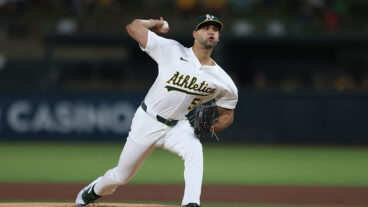 SACRAMENTO, CALIFORNIA - SEPTEMBER 27: Luis Morales #58 of the Athletics pitches against the Kansas City Royals during the top of the first inning at Sutter Health Park on September 27, 2025 in Sacramento, California. (Photo by Scott Marshall/Getty Images)