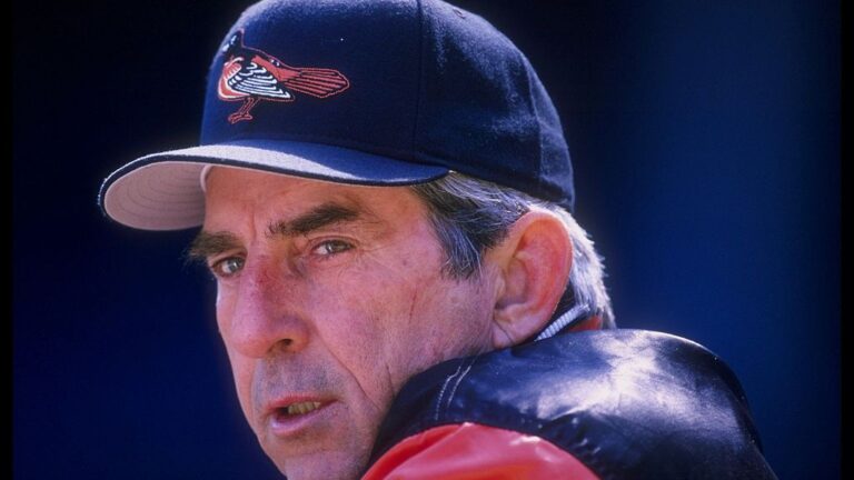 11 Apr 1998: Manager Ray Miller of the Baltimore Orioles looks on during a game against the Detroit Tigers at Tiger Stadium in Detroit, Michigan. The Orioles defeated the Tigers 2-0. Mandatory Credit: Vincent Laforet /Allsport