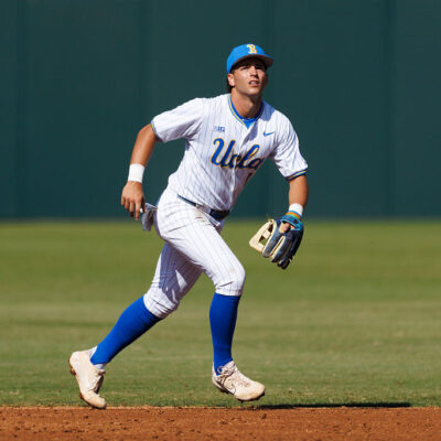 LOS ANGELES, CALIFORNIA - NOVEMBER 1: Roch Cholowsky #1 of UCLA Bruins runs during the game against UC Irvine Anteaters at Jackie Robinson Stadium on November 1, 2025 in Los Angeles, California. (Photo by Ric Tapia/Getty Images)