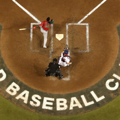 PHOENIX, ARIZONA - MARCH 12: Randy Arozarena #56 of Team Mexico bats against Team USA during the World Baseball Classic Pool C game at Chase Field on March 12, 2023 in Phoenix, Arizona. Team Mexico defeated Team USA 11-5. (Photo by Christian Petersen/Getty Images)