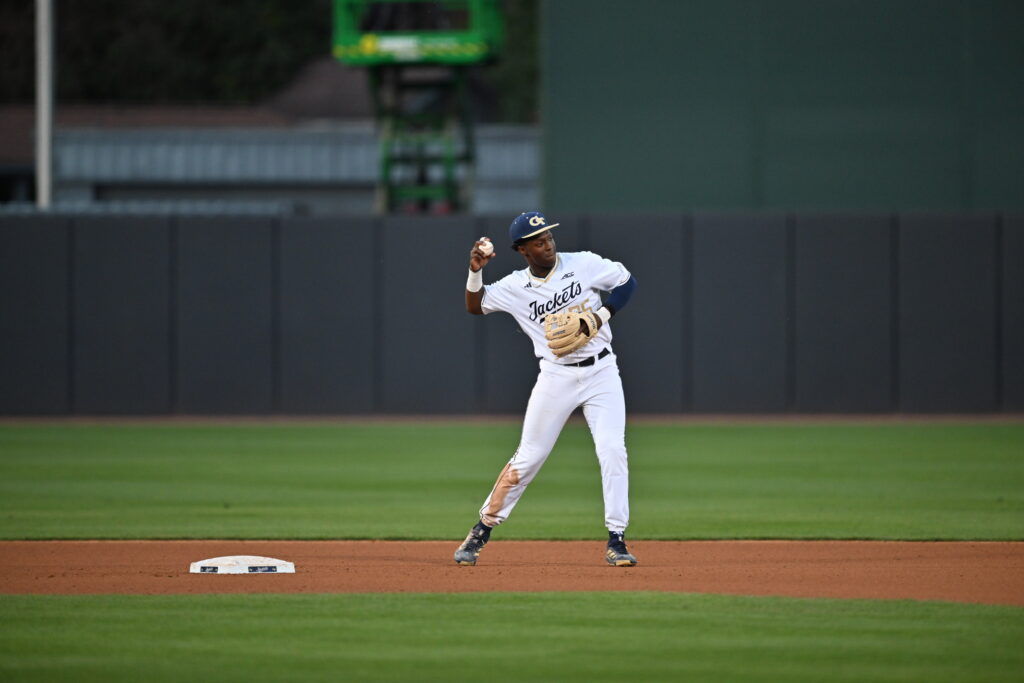 Vahn Lackey warms up at second base