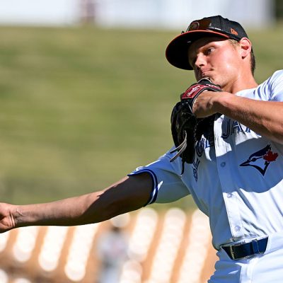 GLENDALE, AZ - NOVEMBER 02: Josh Kasevich #4 of the Glendale Desert Dogs warms up prior to the game between the Surprise Saguaros and the Glendale Desert Dogs at Camelback Ranch - Glendale on Sunday, November 2, 2025 in Glendale, Arizona. (Photo by Norm Hall/MLB Photos via Getty Images)