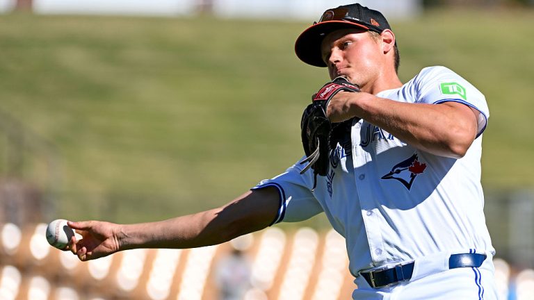 GLENDALE, AZ - NOVEMBER 02: Josh Kasevich #4 of the Glendale Desert Dogs warms up prior to the game between the Surprise Saguaros and the Glendale Desert Dogs at Camelback Ranch - Glendale on Sunday, November 2, 2025 in Glendale, Arizona. (Photo by Norm Hall/MLB Photos via Getty Images)