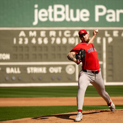 FORT MYERS, FLORIDA - FEBRUARY 11: Garrett Crochet #35 of the Boston Red Sox throws live batting practice during a workout at JetBlue Park at Fenway South on February 11, 2026 in Fort Myers, Florida. (Photo by Maddie Malhotra/Boston Red Sox/Getty Images)