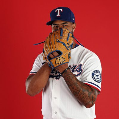 SURPRISE, ARIZONA - FEBRUARY 17: Jose Corniell #59 of the Texas Rangers poses for a portrait during photo day at Surprise Stadium on February 17, 2026 in Surprise, Arizona. (Photo by Stacy Revere/Getty Images)