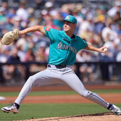PEORIA, AZ - FEBRUARY 28: Kade Anderson #13 of the Seattle Mariners pitches during the game between the Seattle Mariners and the San Diego Padres at Peoria Sports Complex on Saturday, February 28, 2026 in Peoria, Arizona. (Photo by Julia Jacome/MLB Photos via Getty Images)