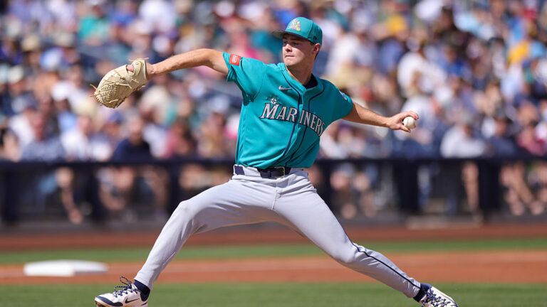 PEORIA, AZ - FEBRUARY 28: Kade Anderson #13 of the Seattle Mariners pitches during the game between the Seattle Mariners and the San Diego Padres at Peoria Sports Complex on Saturday, February 28, 2026 in Peoria, Arizona. (Photo by Julia Jacome/MLB Photos via Getty Images)