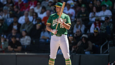 LAS VEGAS, NEVADA - MARCH 8: Nick Kurtz #16 of the Athletics bats during a spring training game against the Los Angeles Angels at Las Vegas Ballpark on March 8, 2026 in Las Vegas, Nevada. (Photo by Justine Willard/Athletics/Getty Images)