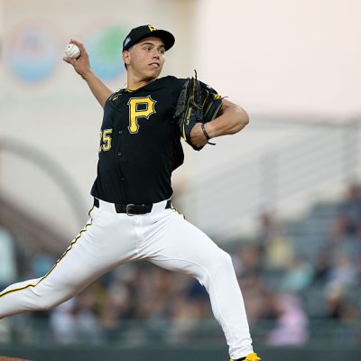 BRADENTON, FL - MARCH 20: Seth Hernandez #25 of the Pittsburgh Pirates pitches during the game between the Detroit Tigers and the Pittsburgh Pirates at LECOM Park on Friday, March 20, 2026 in Bradenton, Florida. (Photo by Julio Aguilar/MLB Photos via Getty Images)