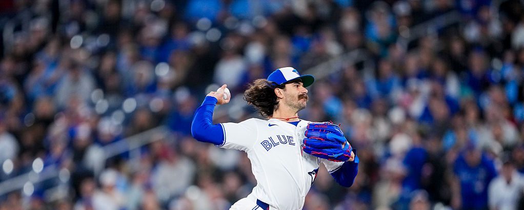 TORONTO, CANADA - MARCH 28: Dylan Cease #84 of the Toronto Blue Jays pitches against the Athletics during the first inning in their MLB game at the Rogers Centre on March 28, 2026 in Toronto, Ontario, Canada. (Photo by Mark Blinch/Getty Images)