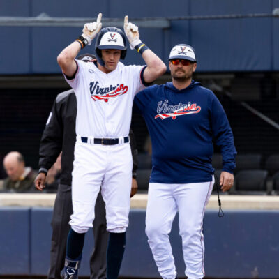 CHARLOTTESVILLE, VA - FEBRUARY 25 - Harrison Didawick (34) during the game between the Virginia Cavaliers and the George Washington Revolutionaries at Disharoon Park in Charlottesville, VA on Wednesday, Feb. 25, 2026.