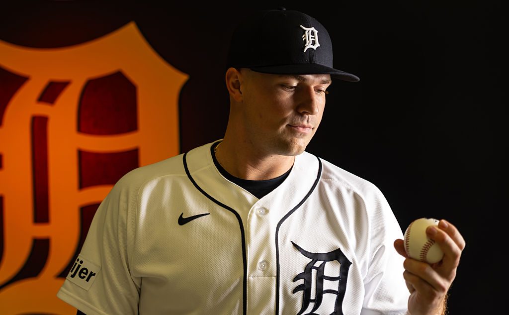 LAKELAND, FL - FEBRUARY 17: Tarik Skubal #29 of the Detroit Tigers poses for a photo during the Detroit Tigers photo day at Publix Field at Joker Marchant Stadium on Tuesday, February 17, 2026 in Lakeland, Florida. (Photo by Mike Carlson/MLB Photos via Getty Images)