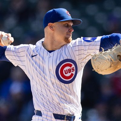 CHICAGO, ILLINOIS - MARCH 28: Cade Horton #22 of the Chicago Cubs pitches during the second inning against the Washington Nationals at Wrigley Field on March 28, 2026 in Chicago, Illinois. (Photo by Geoff Stellfox/Getty Images)