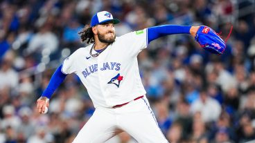 TORONTO, CANADA - MARCH 30: Cody Ponce #66 of the Toronto Blue Jays pitches against the Colorado Rockies during the first inning in their MLB game at Rogers Centre on March 30, 2026 in Toronto, Ontario, Canada. (Photo by Mark Blinch/Getty Images)