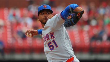 ST LOUIS, MISSOURI - APRIL 1: Freddy Peralta #51 of the New York Mets delivers a pitch against the St. Louis Cardinals in the first inning at Busch Stadium on April 1, 2026 in St Louis, Missouri. (Photo by Dilip Vishwanat/Getty Images)